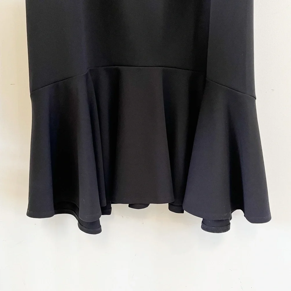 NWT Marina Plus Off The Shoulder Scuba Crepe Flounce Black Cocktail Dress 22W